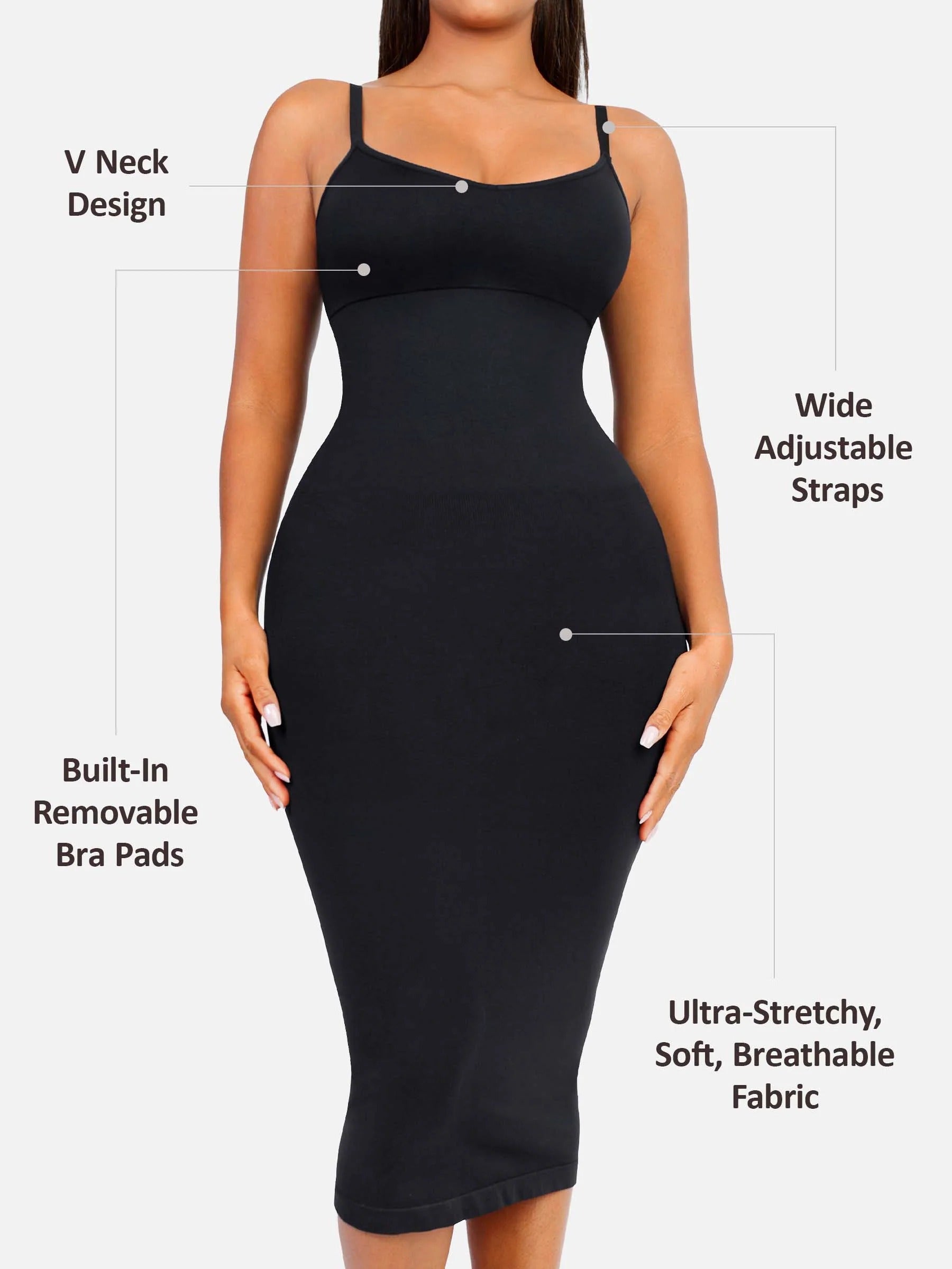 Vestido moldeador midi sin costuras